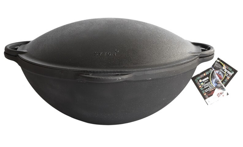 12 Liter Kazan aus Gusseisen mit Sadsh Pfanne als Deckel